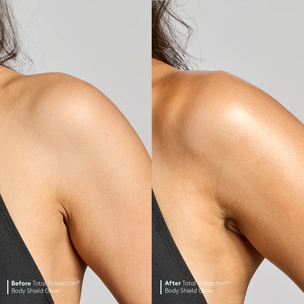 Body Shield Glow SPF 50 Colorescience antes y después