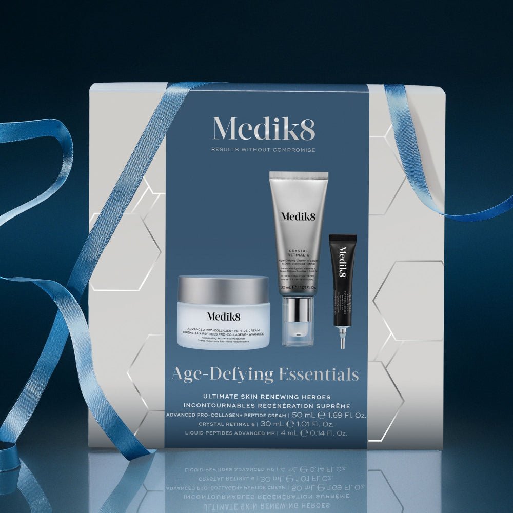 Age-Defying Essentials Kit Medik8: Advanced Pro Collagen+ 50 ml, Crystal Retinal 6 30 ml, Liquid Peptides Advanced 4 ml
