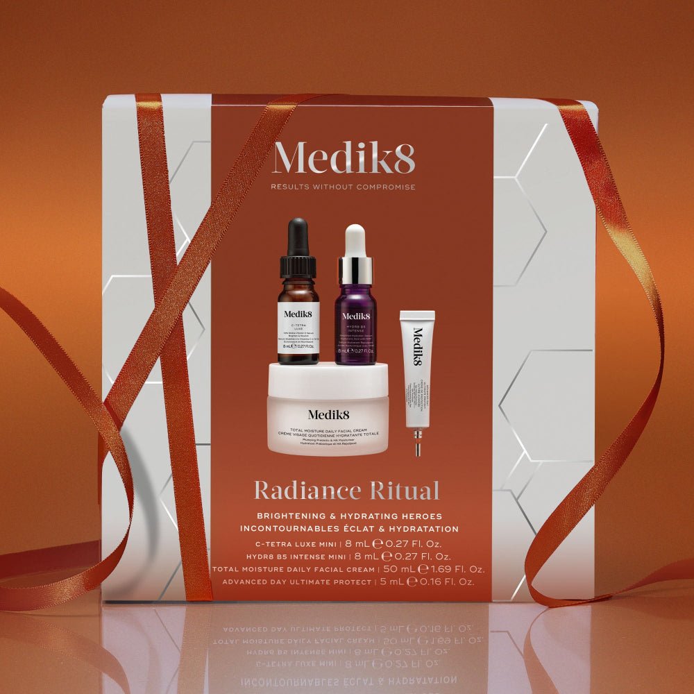 Radiance Ritual Kit Medik8: C-Tetra Luxe 8 ml, Hydr8 B5 Intense 8 ml, Total Moisture Daily Facial Cream 50 ml, Advanced Day Ultimate Protect SPF 50 5 ml
