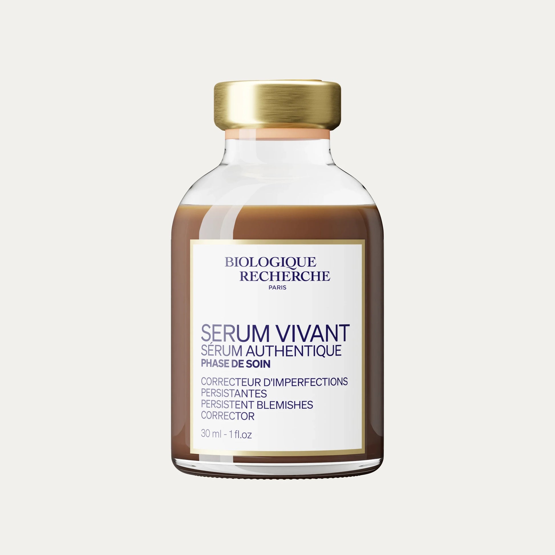 Sérum Vivant Biologique Recherche 30 ml, frasco de cristal ámbar con tapón dorado