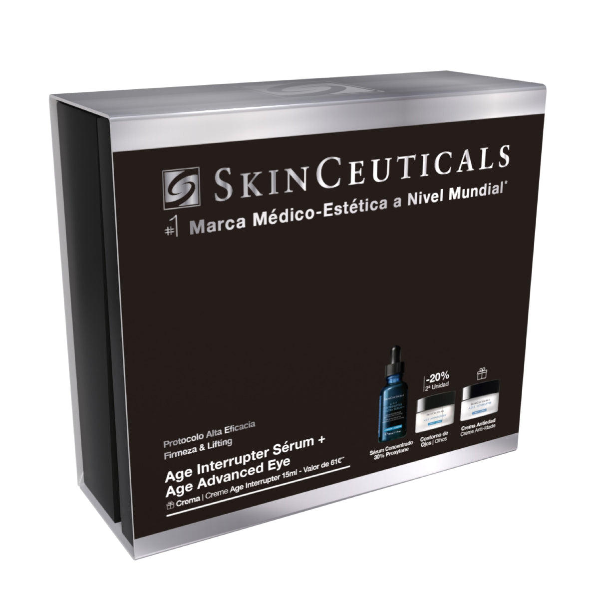 Pack A.G.E. Interrupter Ultra Serum + A.G.E. Advanced Eye + REGALO A.G.E. Interrupter SKINCEUTICALS — cofre (vista 2)